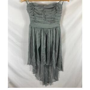 Lush Strapless gauze hi low dress grey size medium